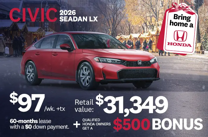 Bannière de Promotion Civic LX 2026
