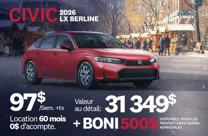 Bannière de Promotion Civic LX 2026
