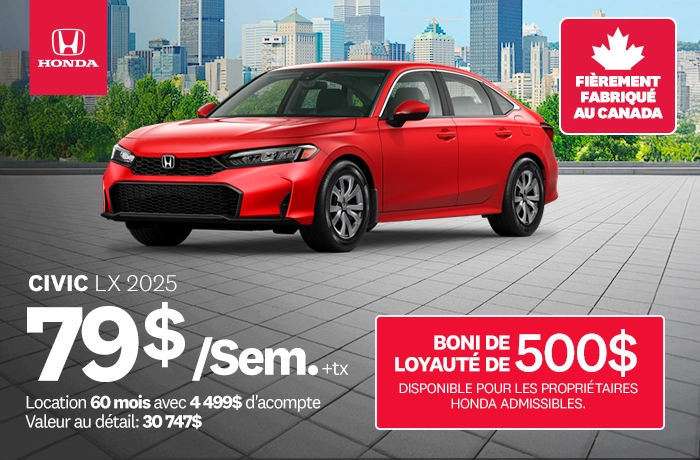 Bannière de Promotion Civic LX 2025