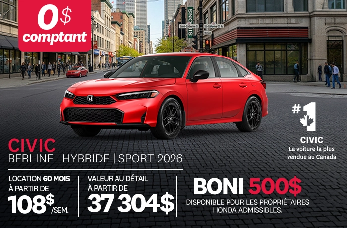 Bannière de Promotion Civic Sport Hybride 2026