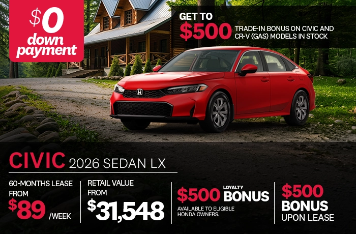Bannière de Promotion Civic LX 2026