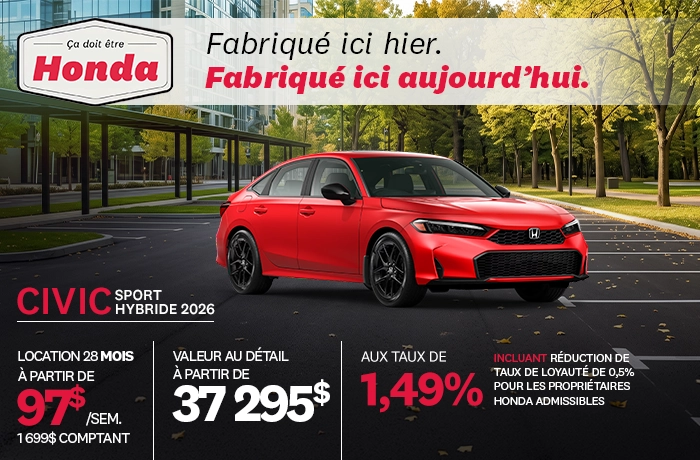 Bannière de Promotion Civic Sport Hybride 2026