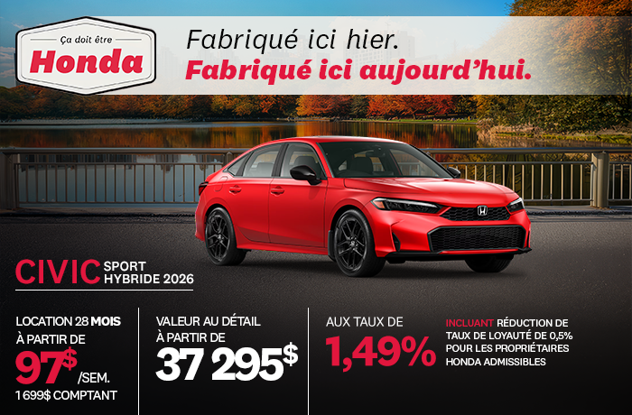 Bannière de Promotion Civic Sport Hybride 2026