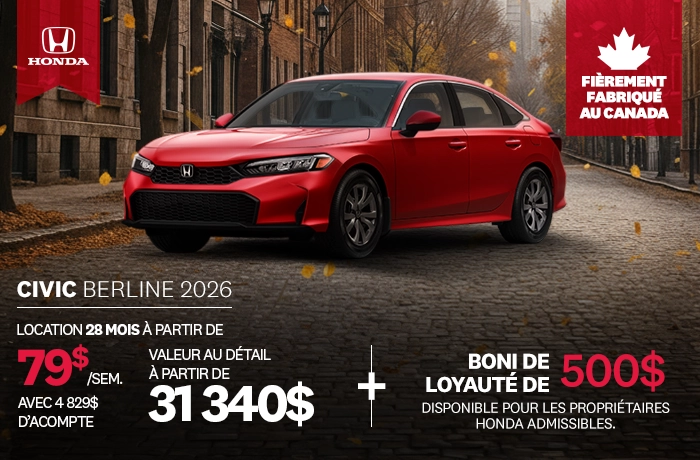 Bannière de Promotion Civic LX 2026